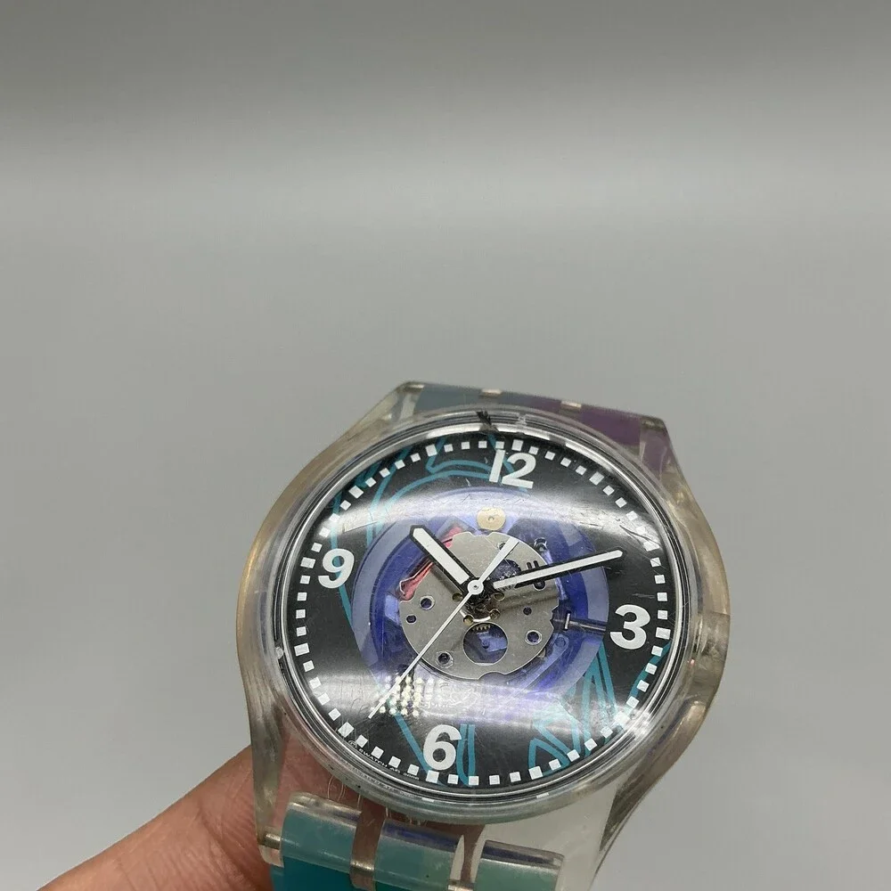 Swatch Sunray Glam SUOZ148 Womens Watch 37mm Black Blue Multicolor New Battery